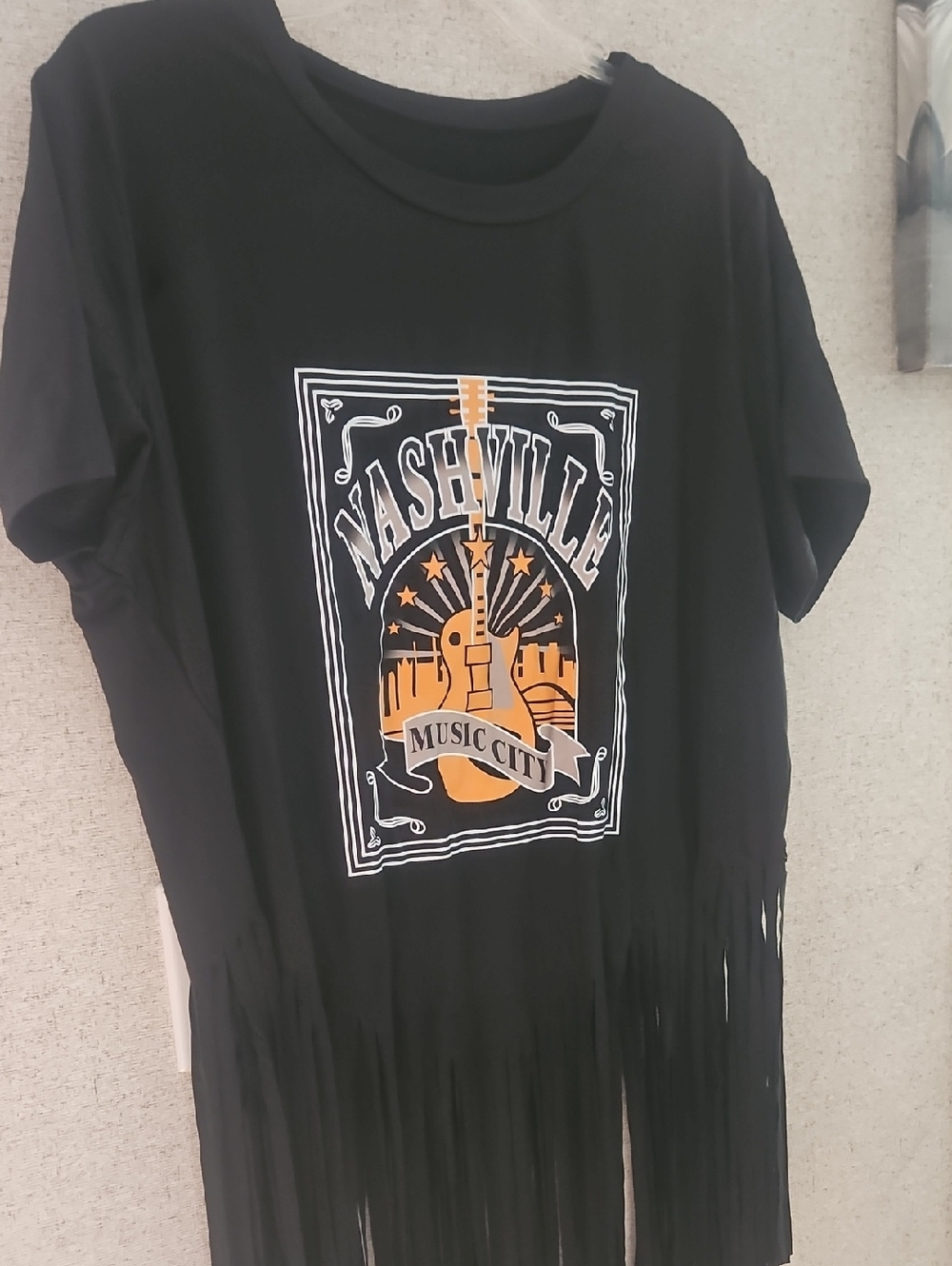Black Nashville Graphic Fringe Short Sleeve Tee